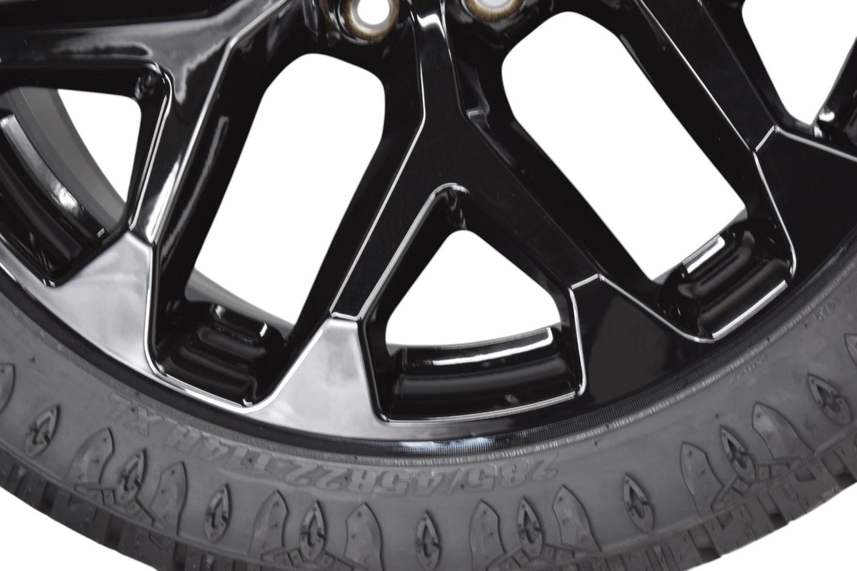 22" Chevy Silverado Tahoe Gloss Black Snowflake Replica Wheels Rims Tires ATS