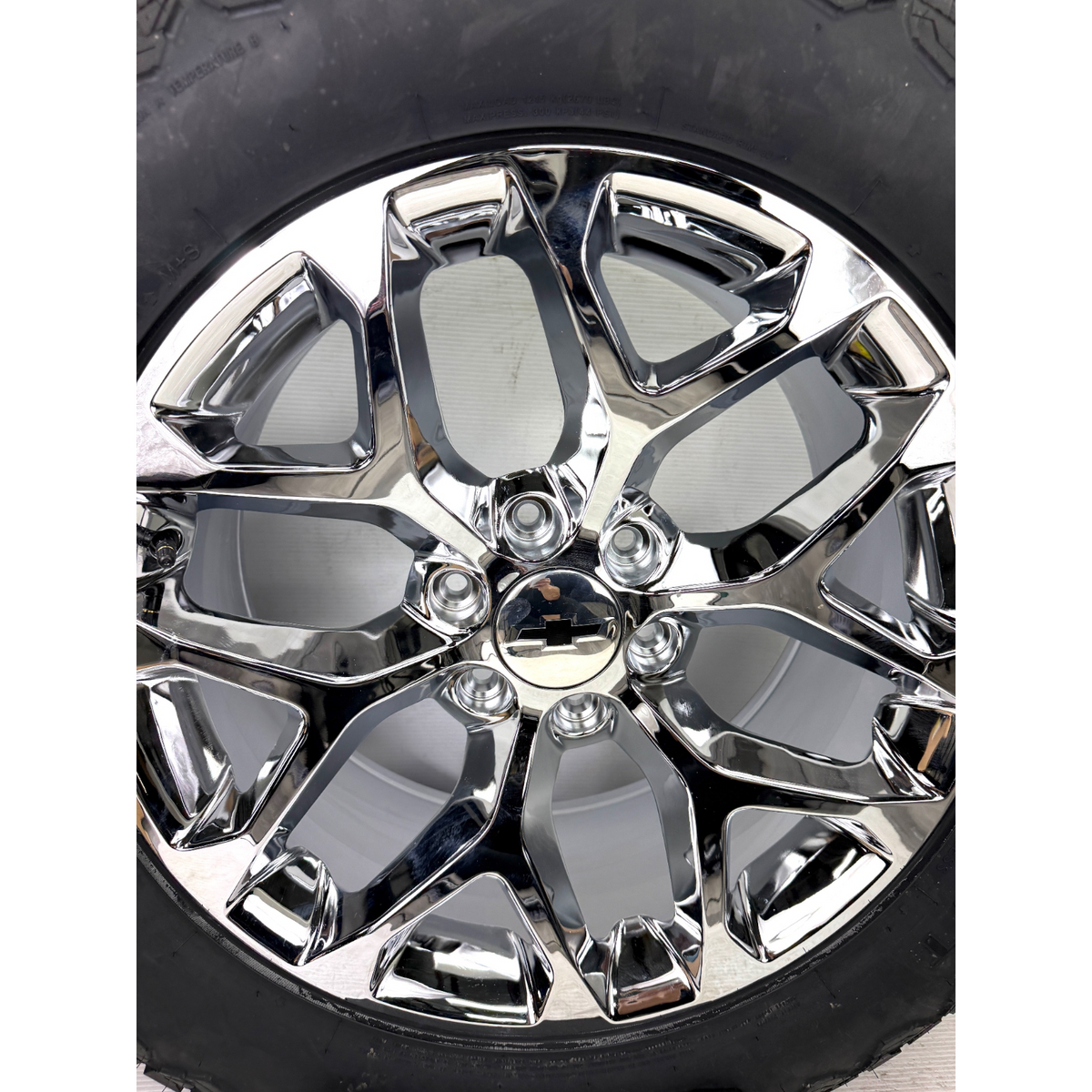 20" Chevy Silverado Tahoe Replica Gloss Black Snowflake Wheels Rims Tires BHK AT