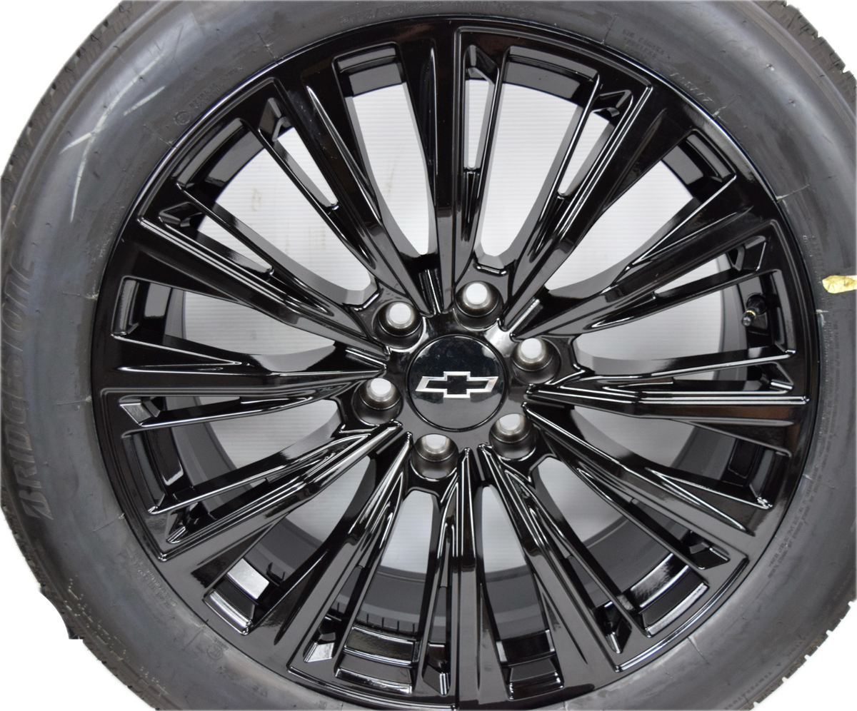 22" Chevy Silverado Tahoe GMC Yukon Replica Gloss Black Wheels Rims Tires W/TPMS