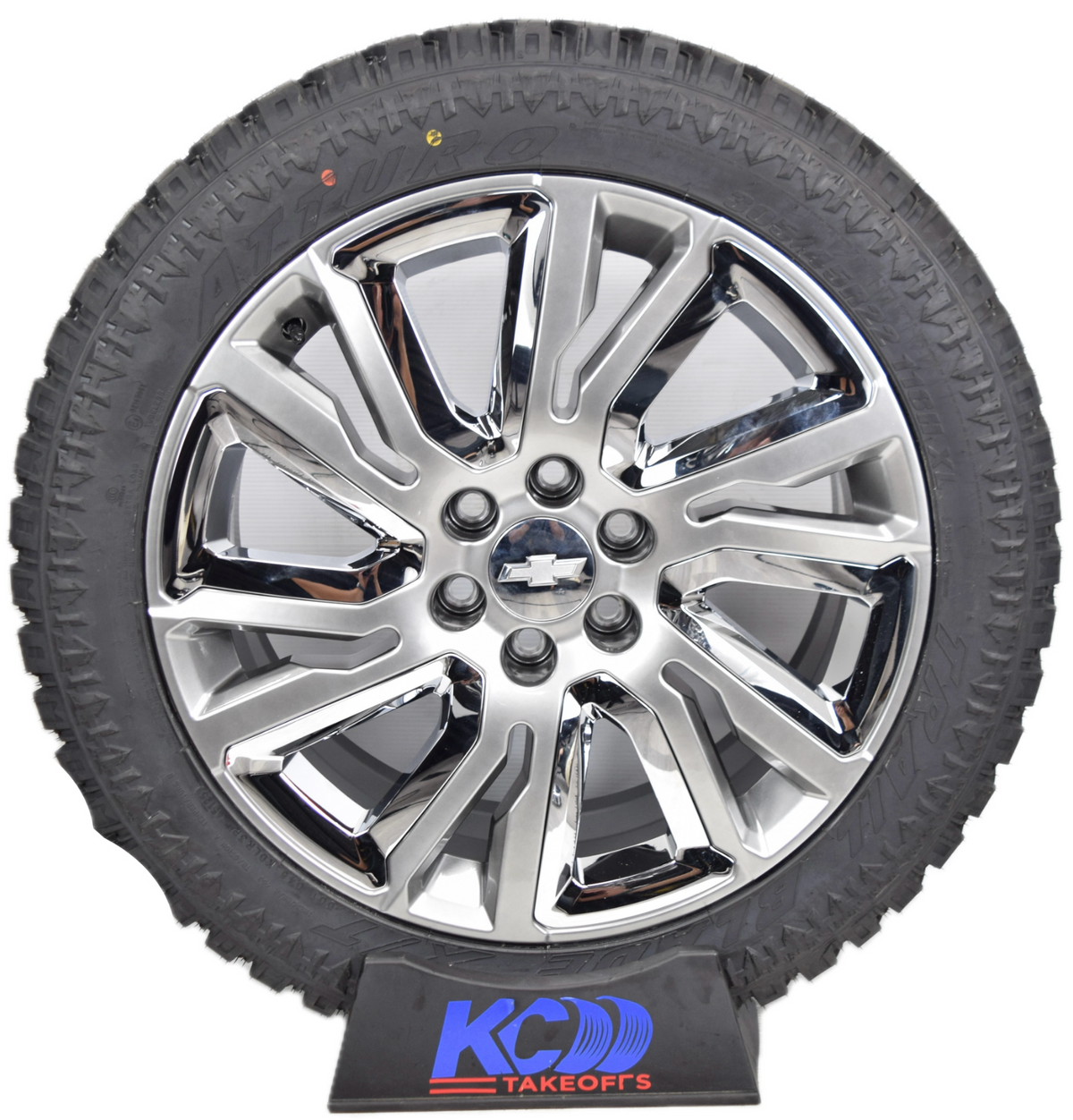 22" Chevy Silverado Tahoe OEM Silver and Chrome Rims Wheels Tires 23377419 XT