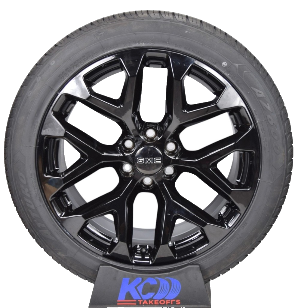 22" GMC Sierra Yukon Gloss Black Snowflake Replica Wheels Rims Tires AZ600