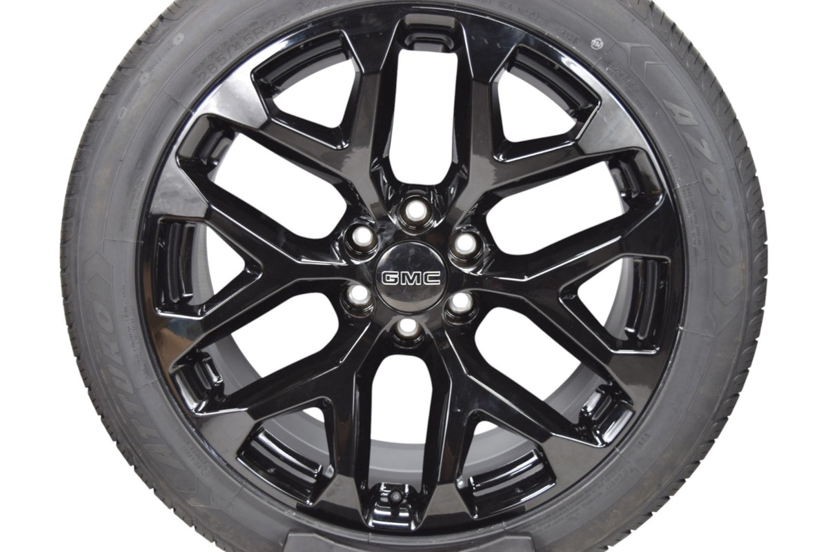 22" GMC Sierra Yukon Gloss Black Snowflake Replica Wheels Rims Tires AZ600