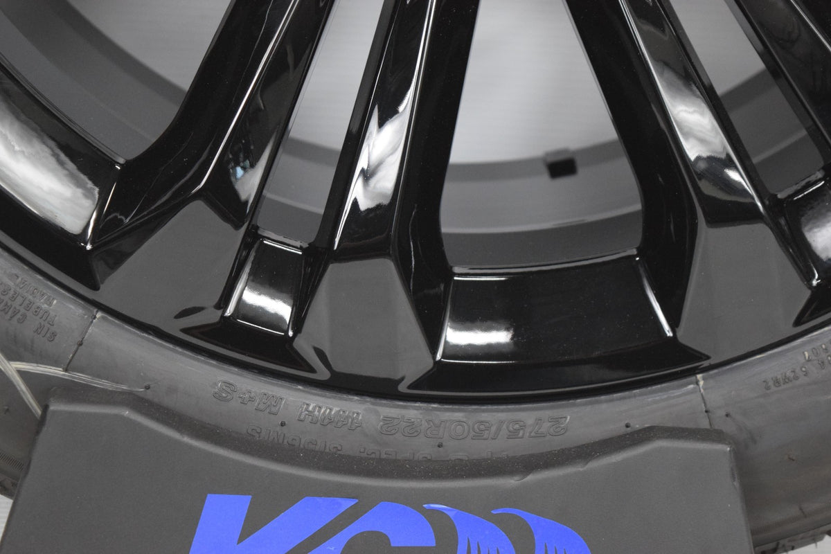22" Chevy Silverado Split 7 Tahoe Replica Gloss Black Wheels Rims Tires  W/TPMS
