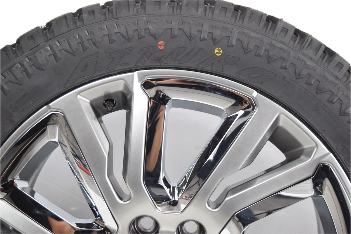 22" Chevy Silverado Tahoe OEM Silver and Chrome Rims Wheels Tires 23377419 XT