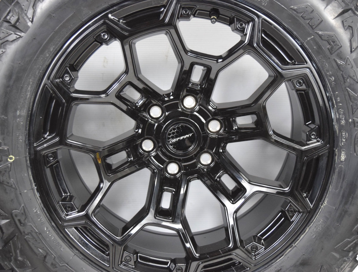 20" Black DEFIANT Chevy Silverado GMC Sierra Ram 1500 Wheels Rims Tires