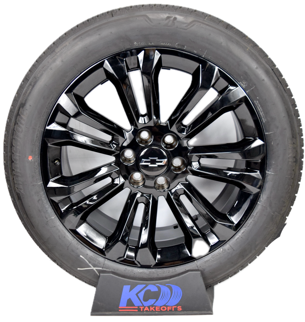 22" Chevy Silverado Split 7 Tahoe Replica Gloss Black Wheels Rims Tires  W/TPMS