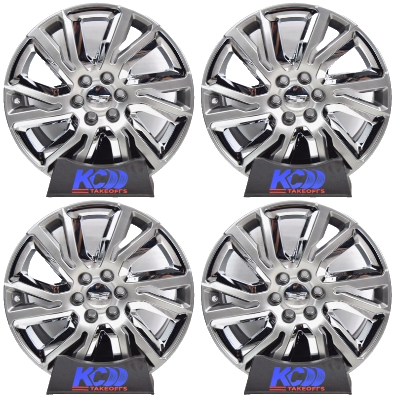 22" Cadillac Escalade Factory OEM Silver and Chrome Wheels Rims 23377419