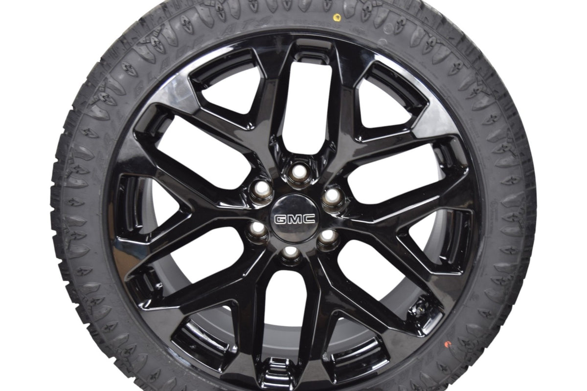22" GMC Sierra Yukon Gloss Black Snowflake Replica Wheels Rims Tires ATS