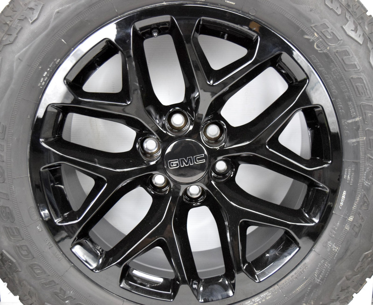 20" Chevy Silverado Tahoe Replica Gloss Black Snowflake Wheels Rims Tires A/T