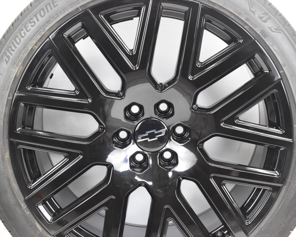 24" Chevy Silverado Tahoe Replica Gloss Black Wheels Rims Tires