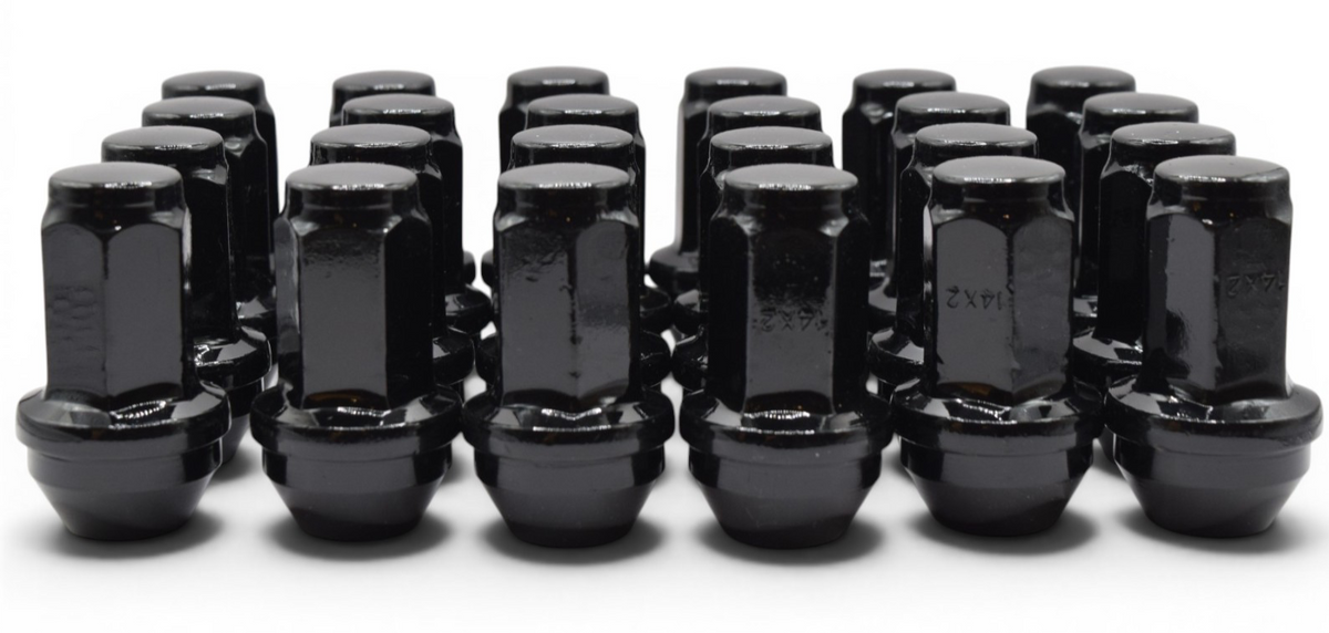 24pc M14x2.0 Black Lug Nuts 21mm Hex 55mm for 2004-2014 Ford F150 Expedition
