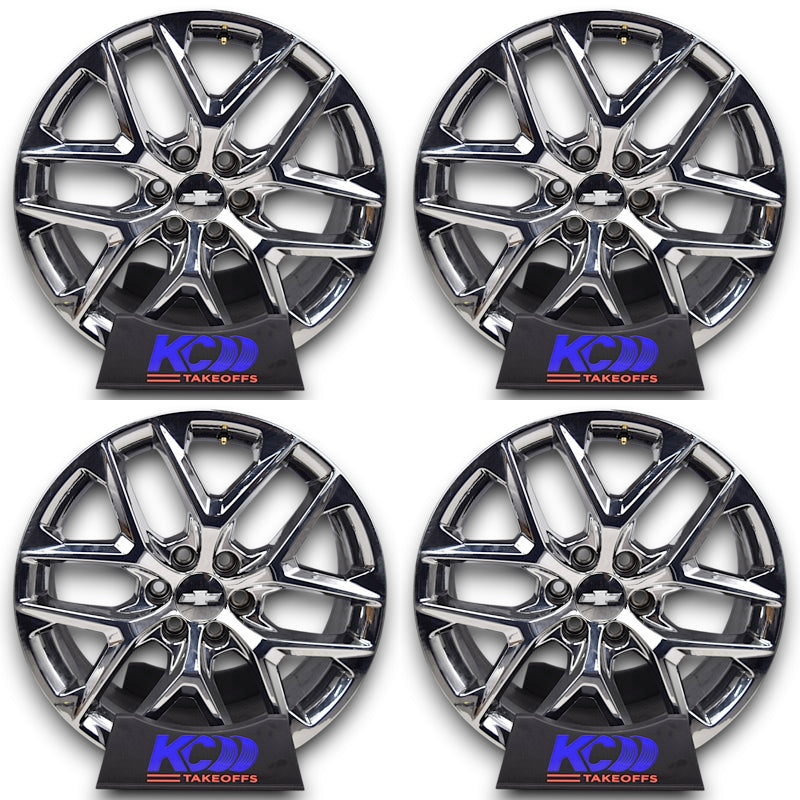 22" Chevy Silverado Tahoe Used OEM Chrome Snowflake Wheels Rims GM 84624177