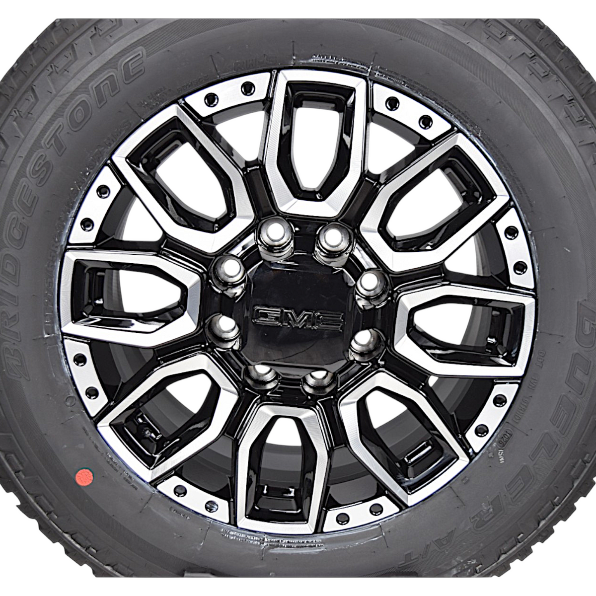 20" GMC Sierra 2500 3500 HD Machined Black OEM Wheels Rims Tires Bridgestone A/T
