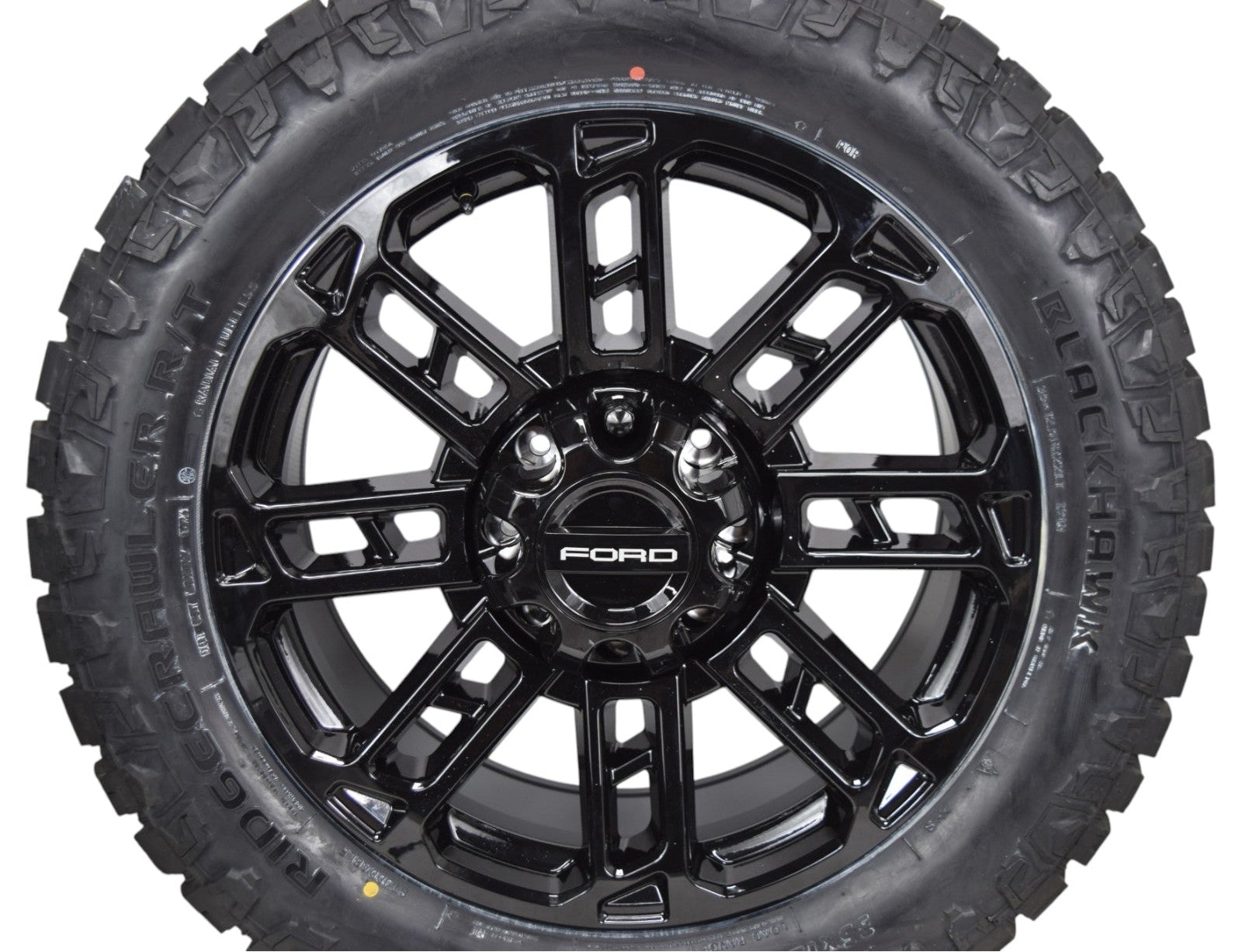 22" Ford F250 F350 Platinum Gloss Black Replica Wheels Rims Tires 35" Ridgecrawler RT