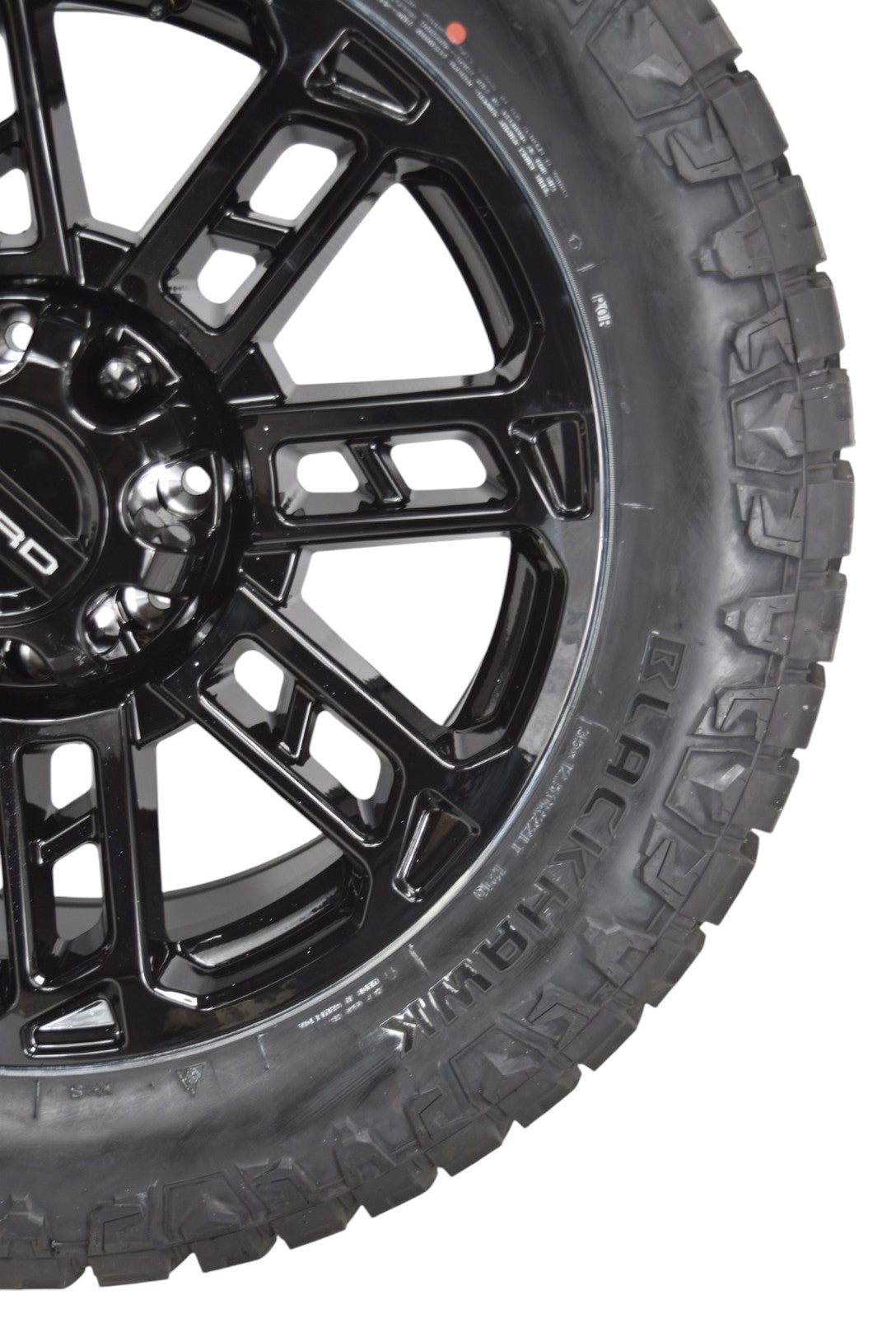 22" Ford F250 F350 Platinum Gloss Black Replica Wheels Rims Tires 35" Ridgecrawler RT