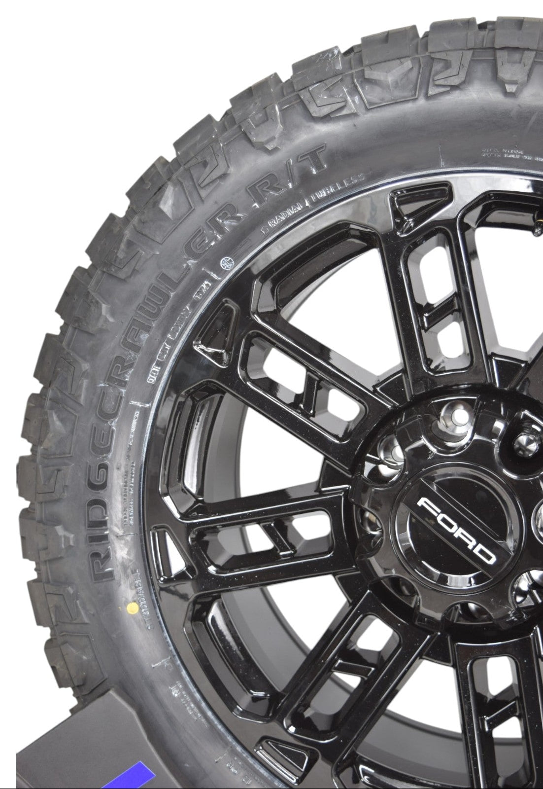 22" Ford F250 F350 Platinum Gloss Black Replica Wheels Rims Tires 35" Ridgecrawler RT