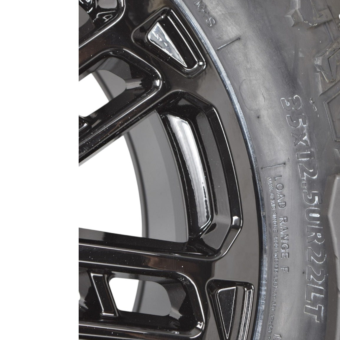 22" Ford F250 F350 Platinum Gloss Black Replica Wheels Rims Tires 35" Ridgecrawler RT