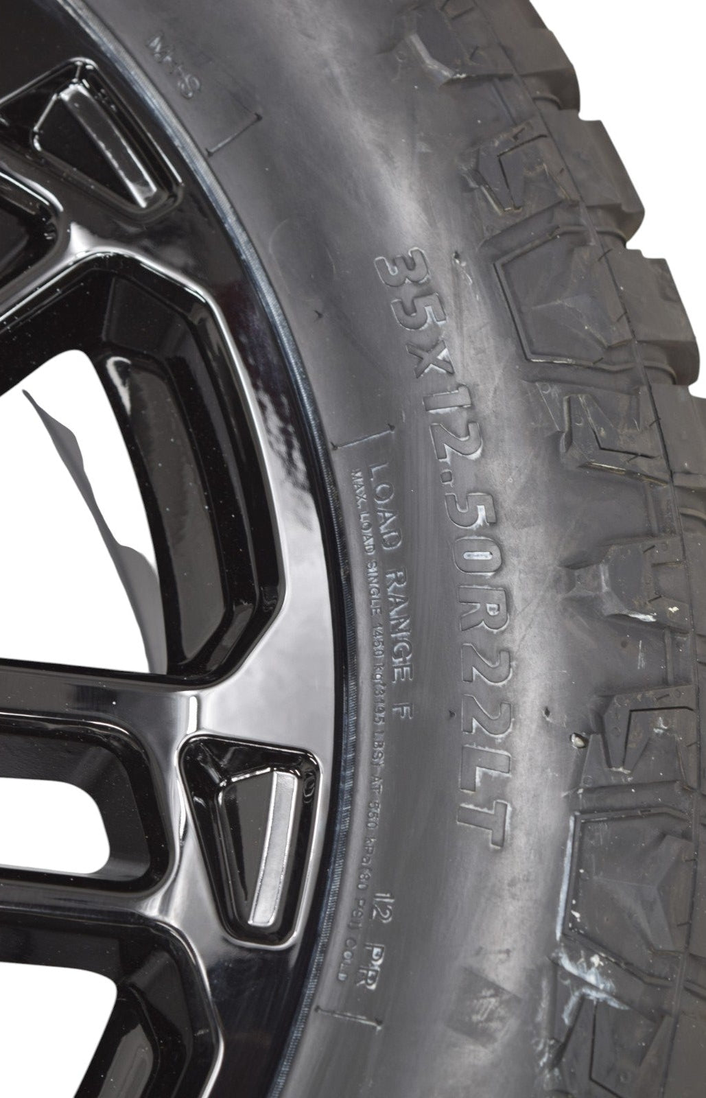22" Ford F250 F350 Platinum Gloss Black Replica Wheels Rims Tires 35" Ridgecrawler RT