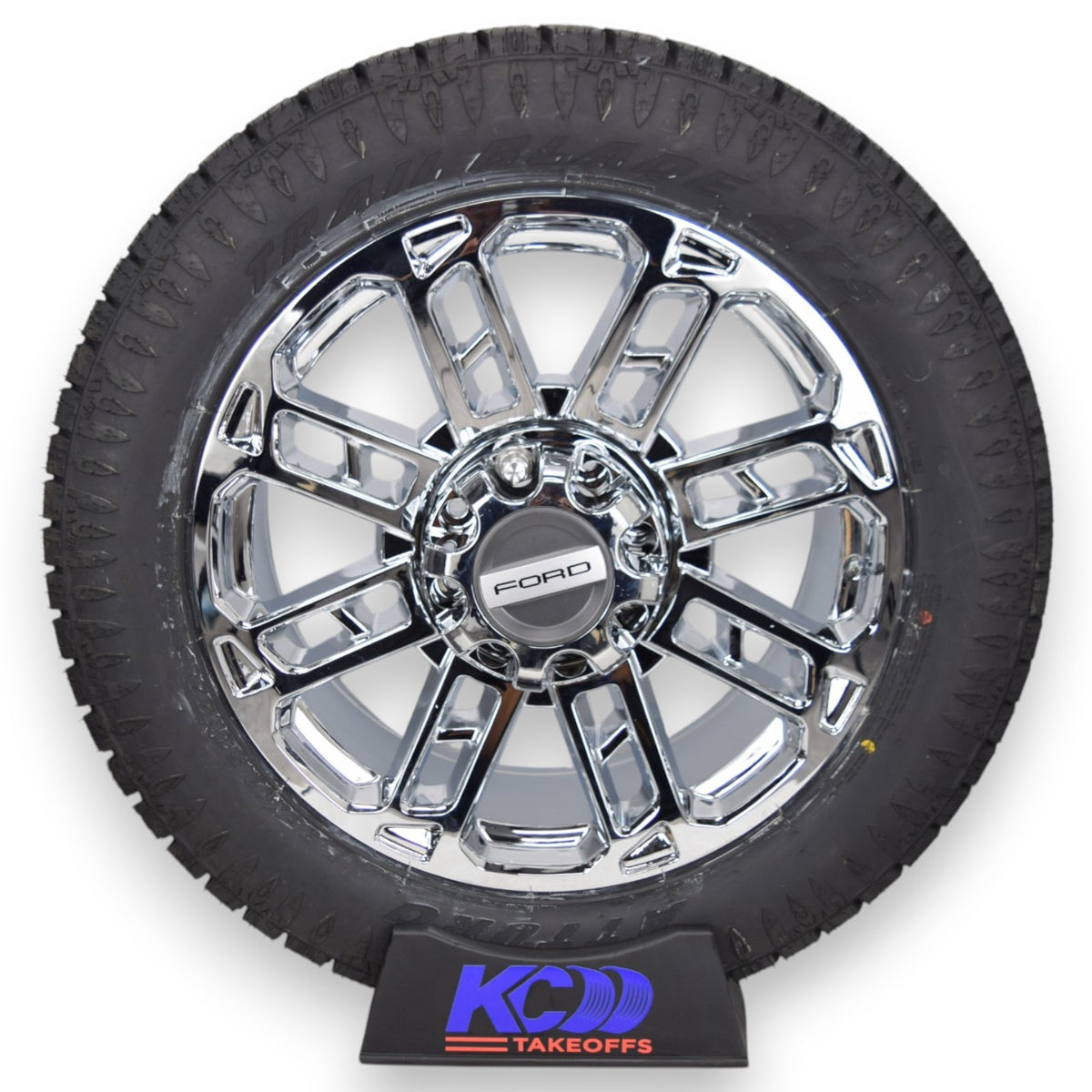 22" Ford F250 F350 Platinum Chrome Replica Wheels Rims Tires 35" Atturo Trail Blade