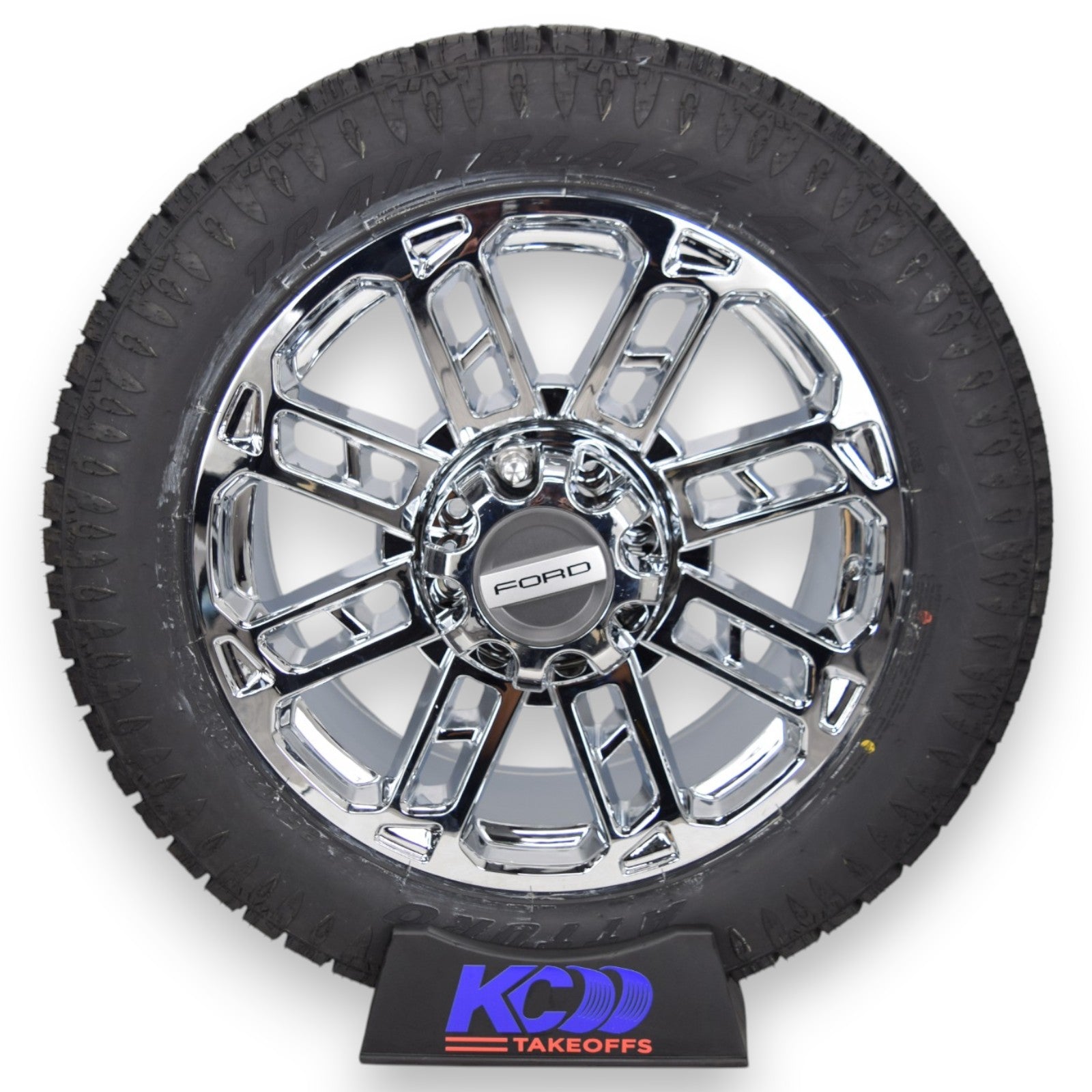 22" Ford F250 F350 Platinum Chrome Replica Wheels Rims Tires 35" Atturo Trail Blade