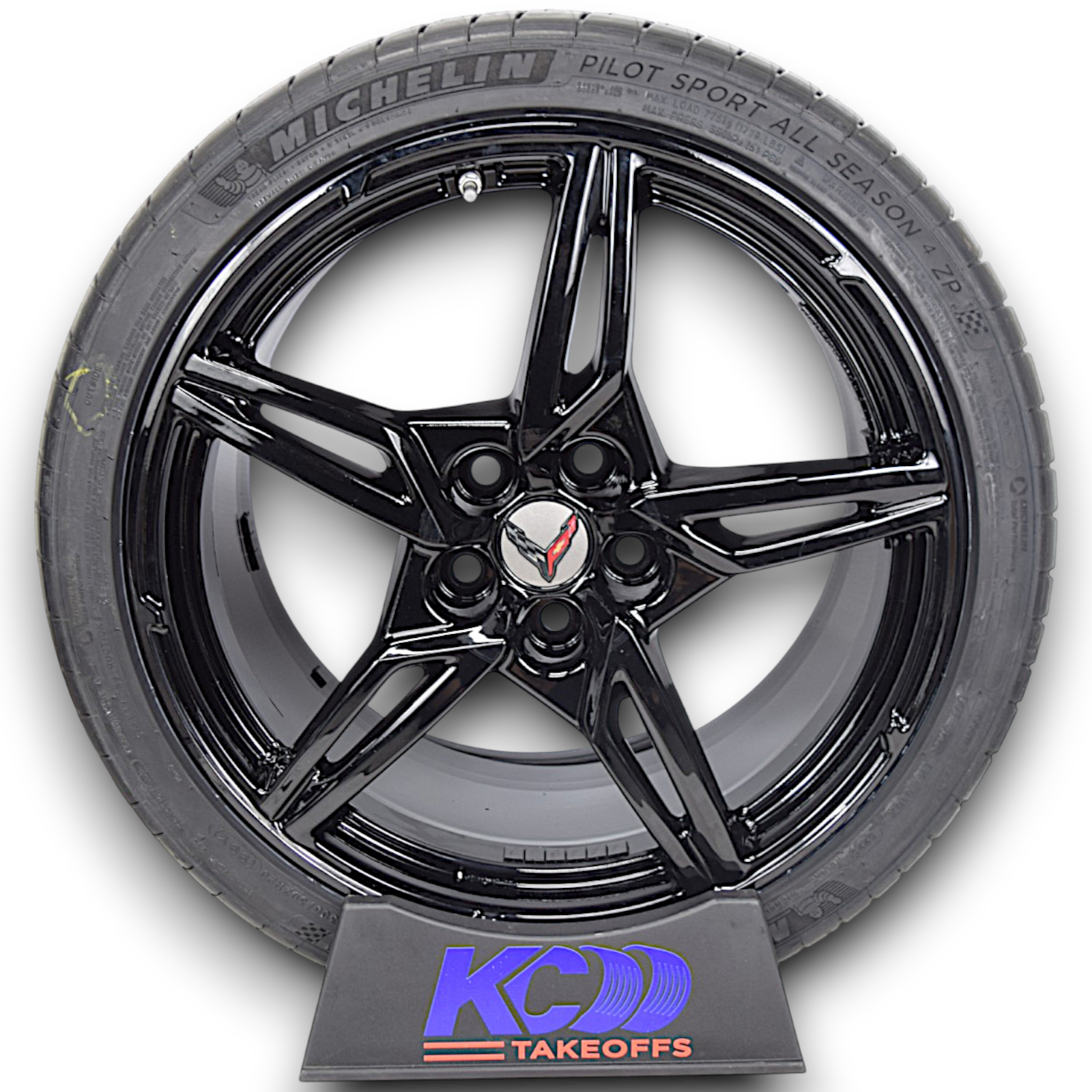 19" 20" C8 Corvette Stingray OEM Open Spoke Wheels Rims Tires Michelin Black