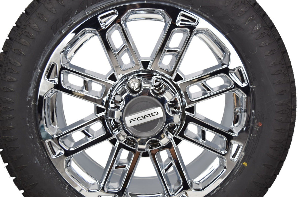 22" Ford F250 F350 Platinum Chrome Replica Wheels Rims Tires 35" Atturo Trail Blade