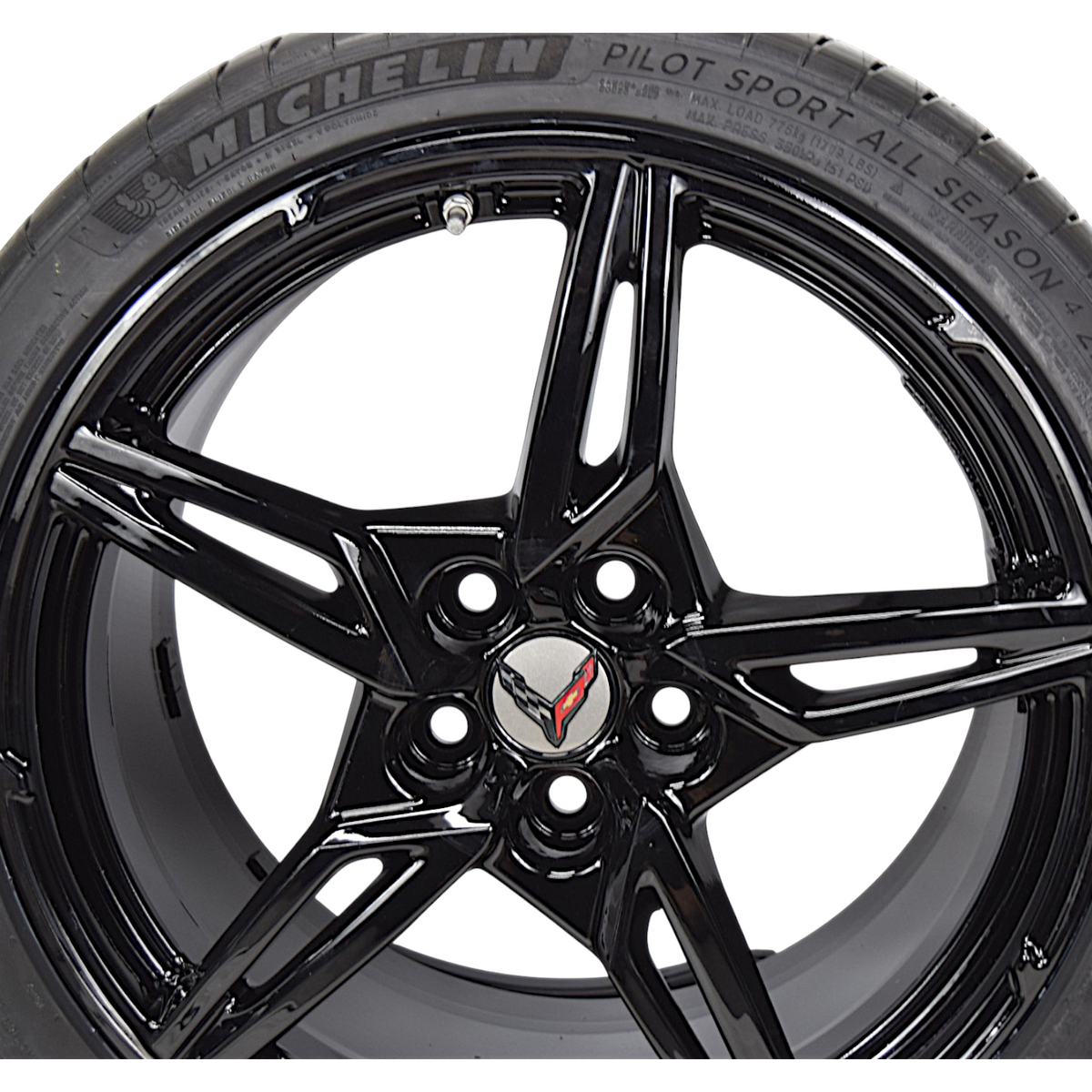 19" 20" C8 Corvette Stingray OEM Open Spoke Wheels Rims Tires Michelin Black