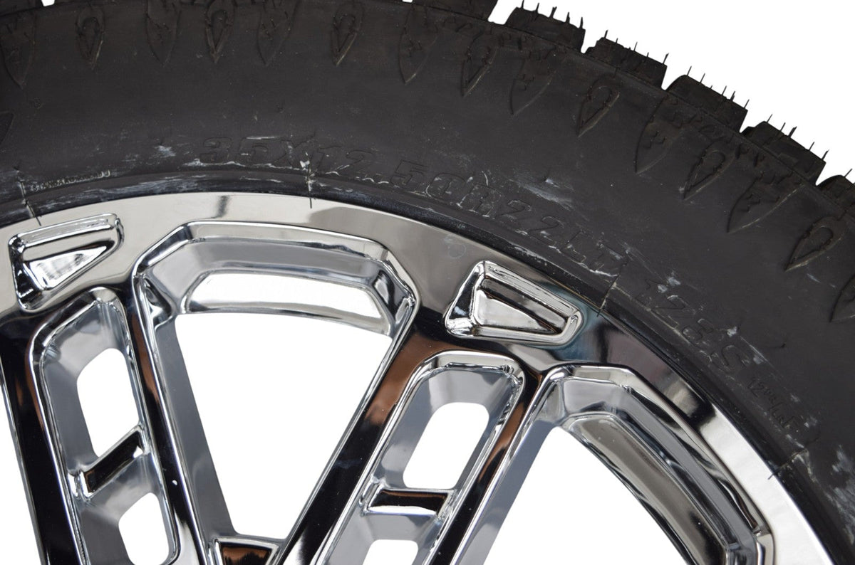 22" Ford F250 F350 Platinum Chrome Replica Wheels Rims Tires 35" Atturo Trail Blade