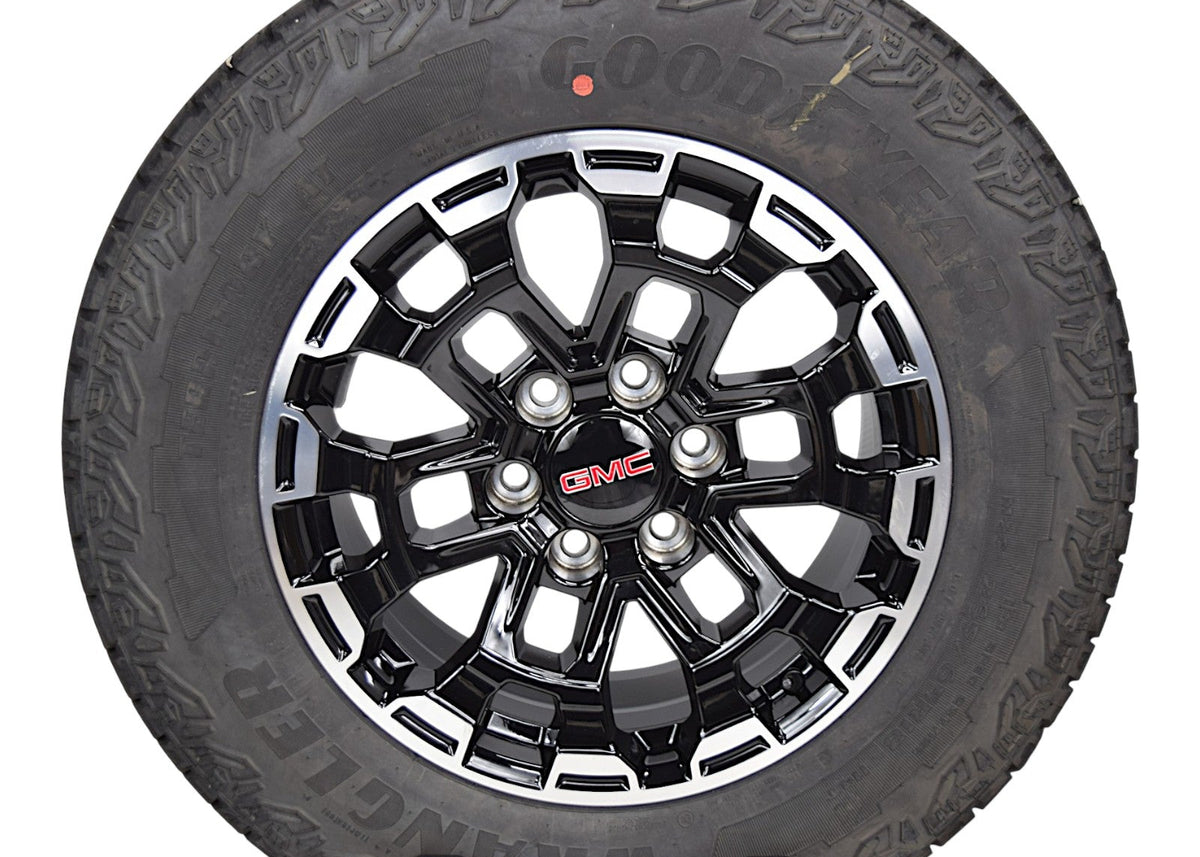 18" GMC Canyon AT4 Sierra Yukon Black OEM Wheels Rims Tires Goodyear A/T