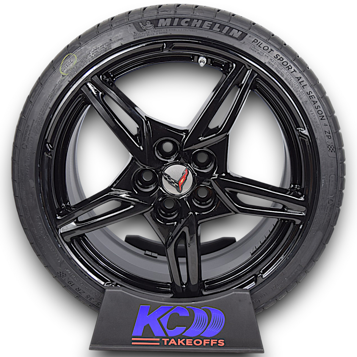 19" 20" C8 Corvette Stingray OEM Open Spoke Wheels Rims Tires Michelin Black