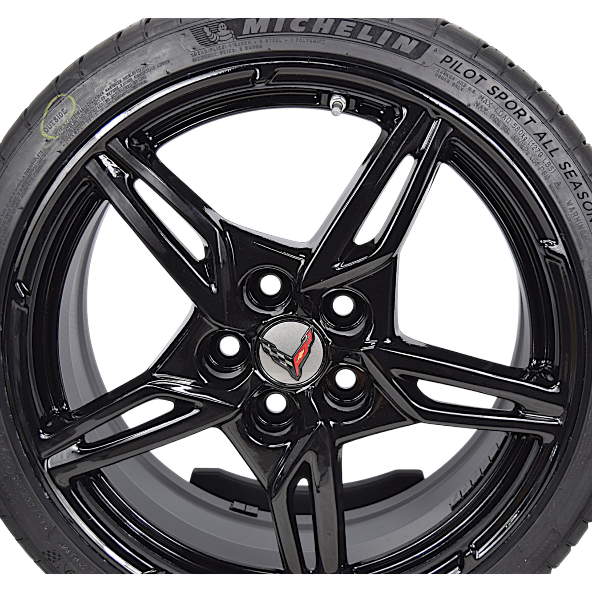 19" 20" C8 Corvette Stingray OEM Open Spoke Wheels Rims Tires Michelin Black