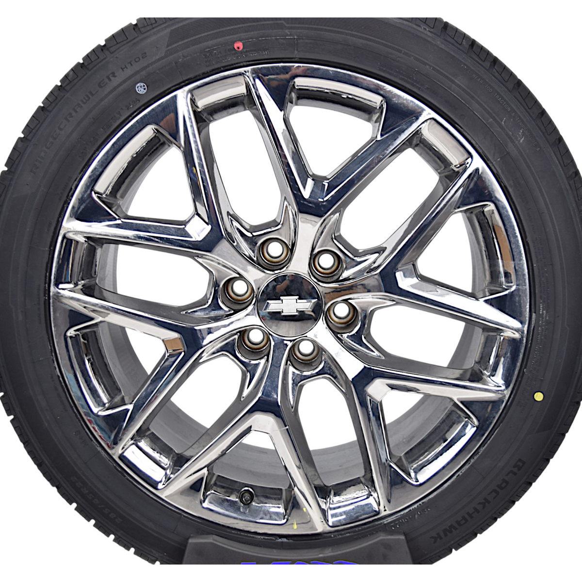 22" Chevy Silverado Tahoe Chrome Snowflake OEM Wheels Rims Tires Blackhawk HT