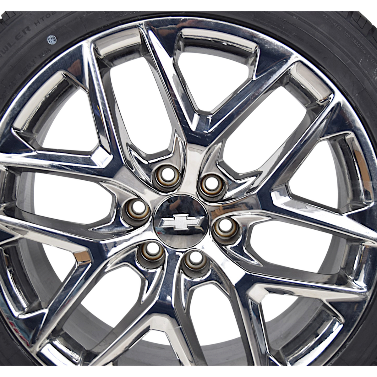 22" Chevy Silverado Tahoe Chrome Snowflake OEM Wheels Rims Tires Blackhawk HT