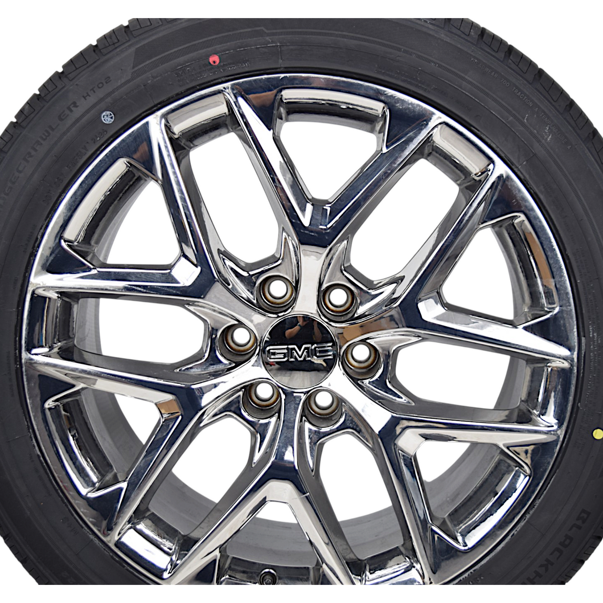 22" GMC Sierra Yukon Denali Chrome Snowflake OEM Wheels Rims Tires Blackhawk HT