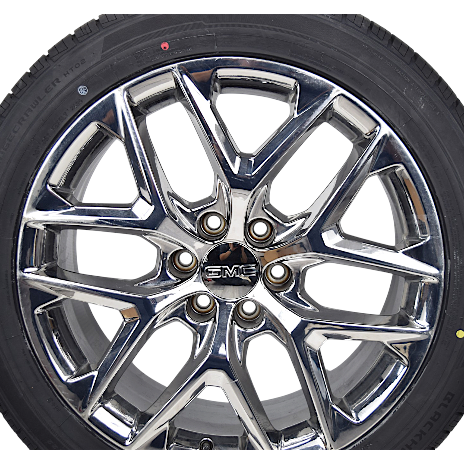 22" GMC Sierra Yukon Denali Chrome Snowflake OEM Wheels Rims Tires Blackhawk HT