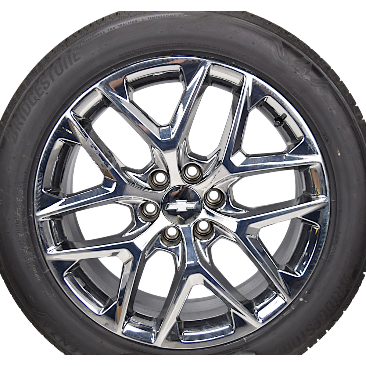 22" Chevy Silverado Tahoe Chrome Snowflake OEM Wheels Rims Tires Bridgestone