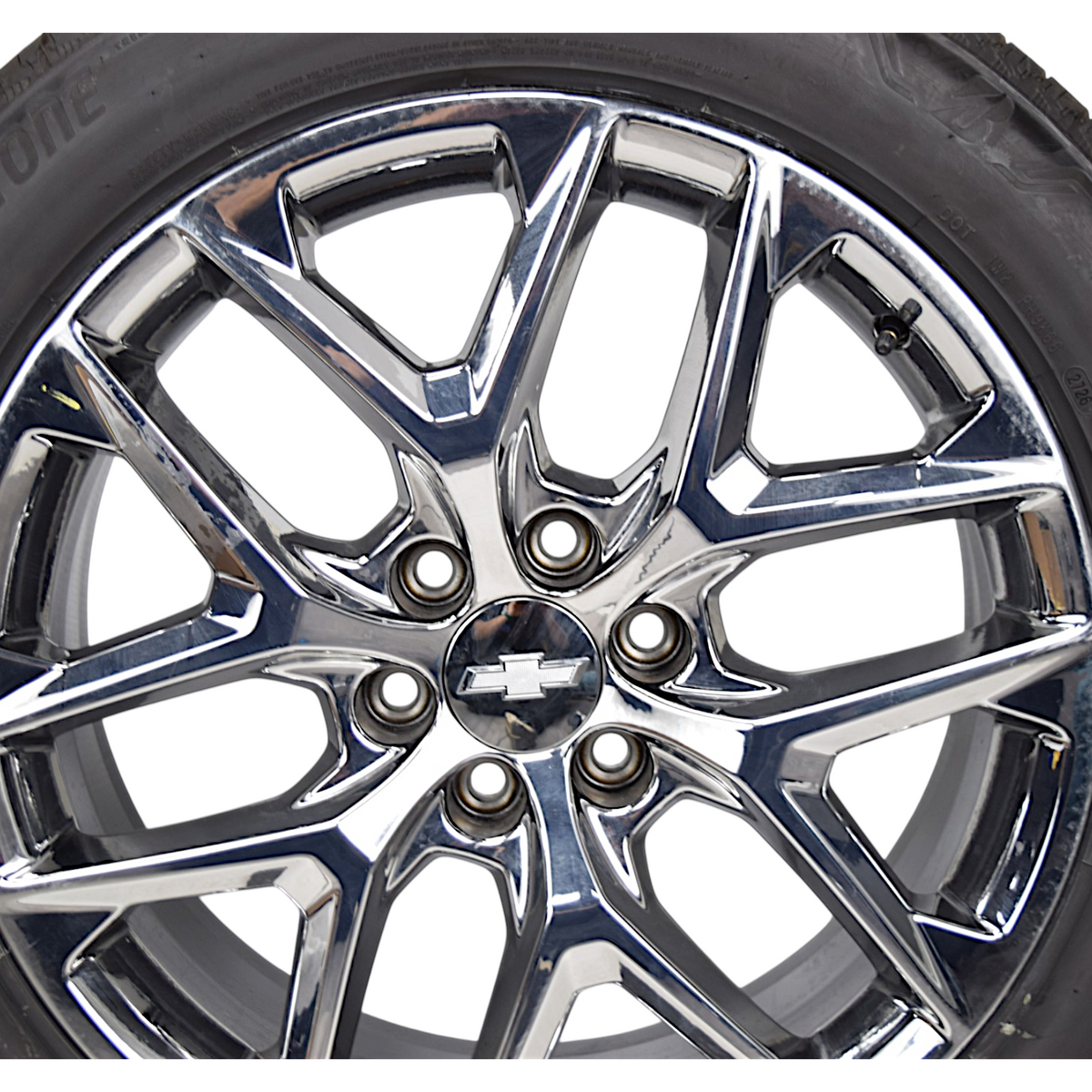 22" Chevy Silverado Tahoe Chrome Snowflake OEM Wheels Rims Tires Bridgestone