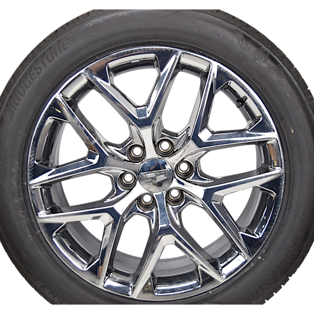 22" Cadillac Escalade Chrome Snowflake OEM Wheels Rims Tires Bridgestone