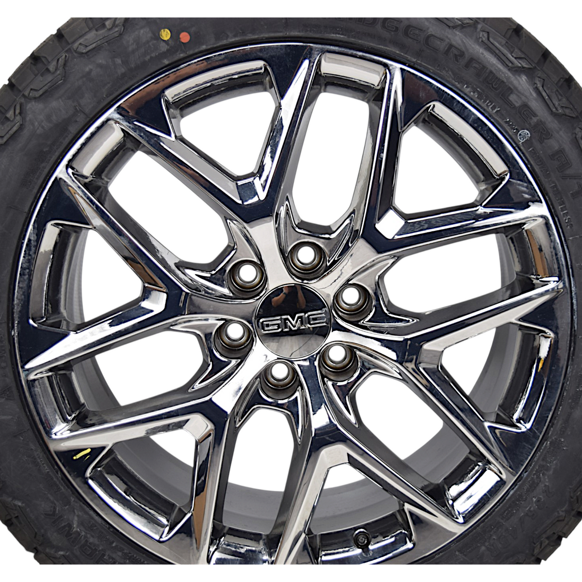 22" GMC Sierra Yukon Denali Chrome Snowflake OEM Wheels Rims Tires Blackhawk AT
