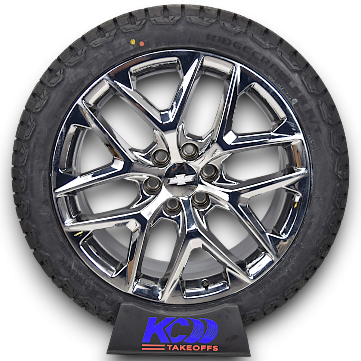 22" Chevy Silverado Tahoe Chrome Snowflake OEM Wheels Rims Tires Blackhawk AT