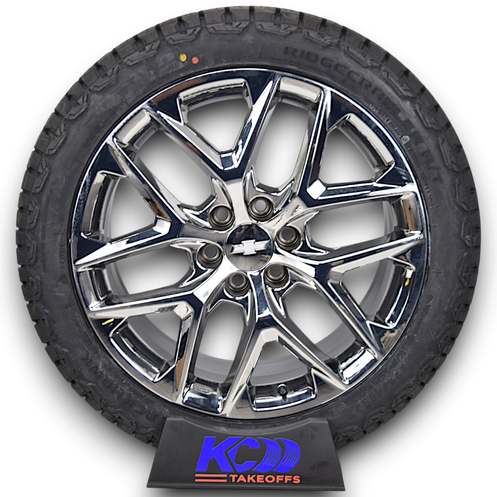 22" Chevy Silverado Tahoe Chrome Snowflake OEM Wheels Rims Tires Blackhawk AT