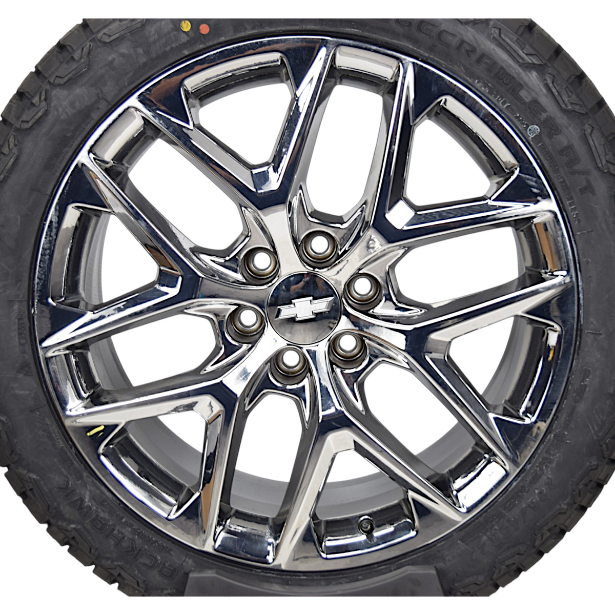 22" Chevy Silverado Tahoe Chrome Snowflake OEM Wheels Rims Tires Blackhawk AT