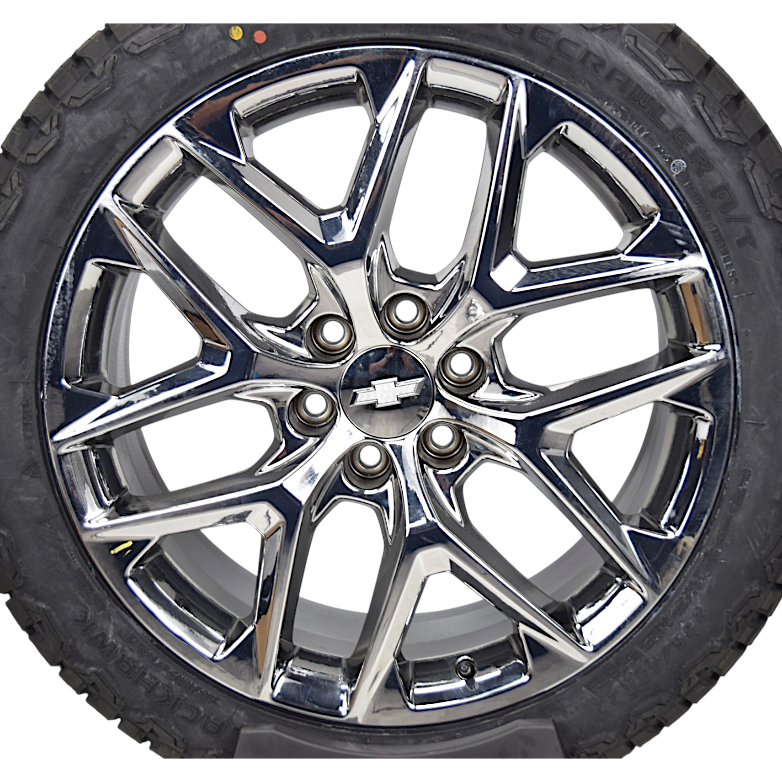 22" Chevy Silverado Tahoe Chrome Snowflake OEM Wheels Rims Tires Blackhawk AT