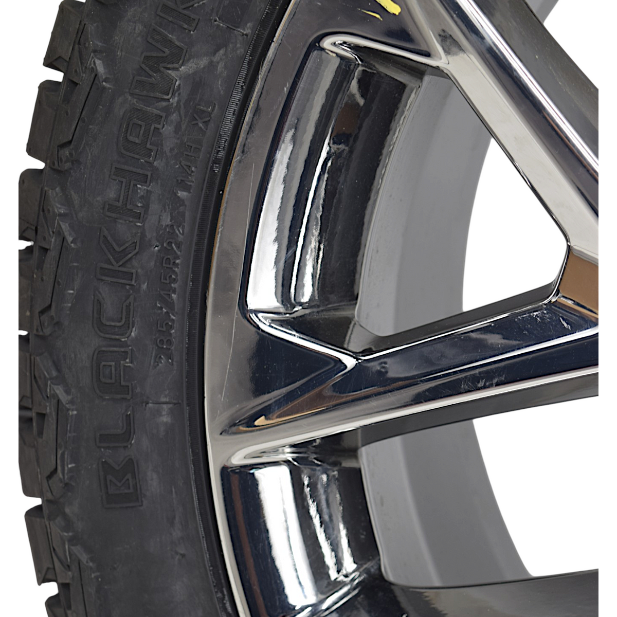 22" Chevy Silverado Tahoe Chrome Snowflake OEM Wheels Rims Tires Blackhawk AT