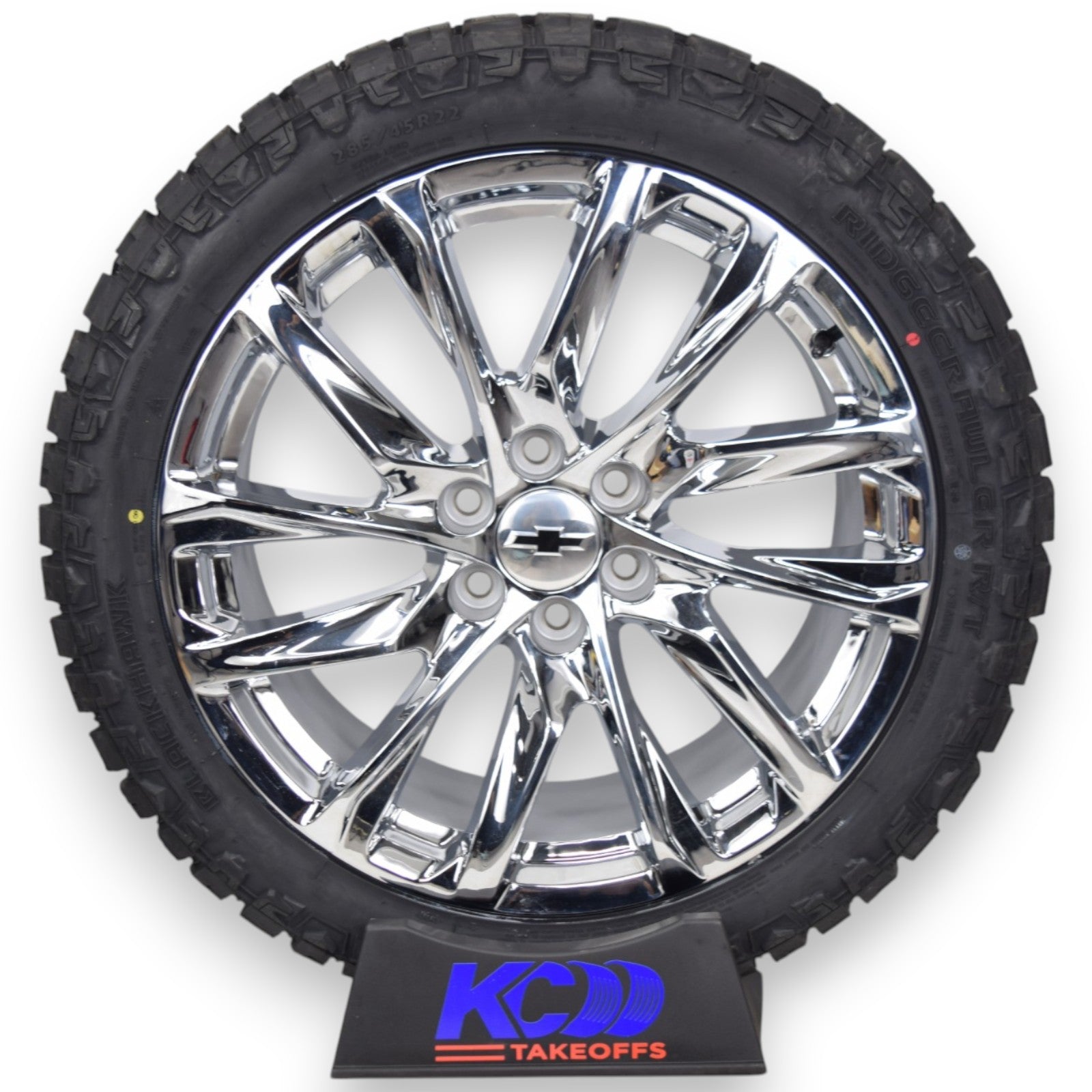 22" Chevy Silverado Tahoe Onyx Chrome OEM Wheels Rims Tires Ridge Crawler R/T