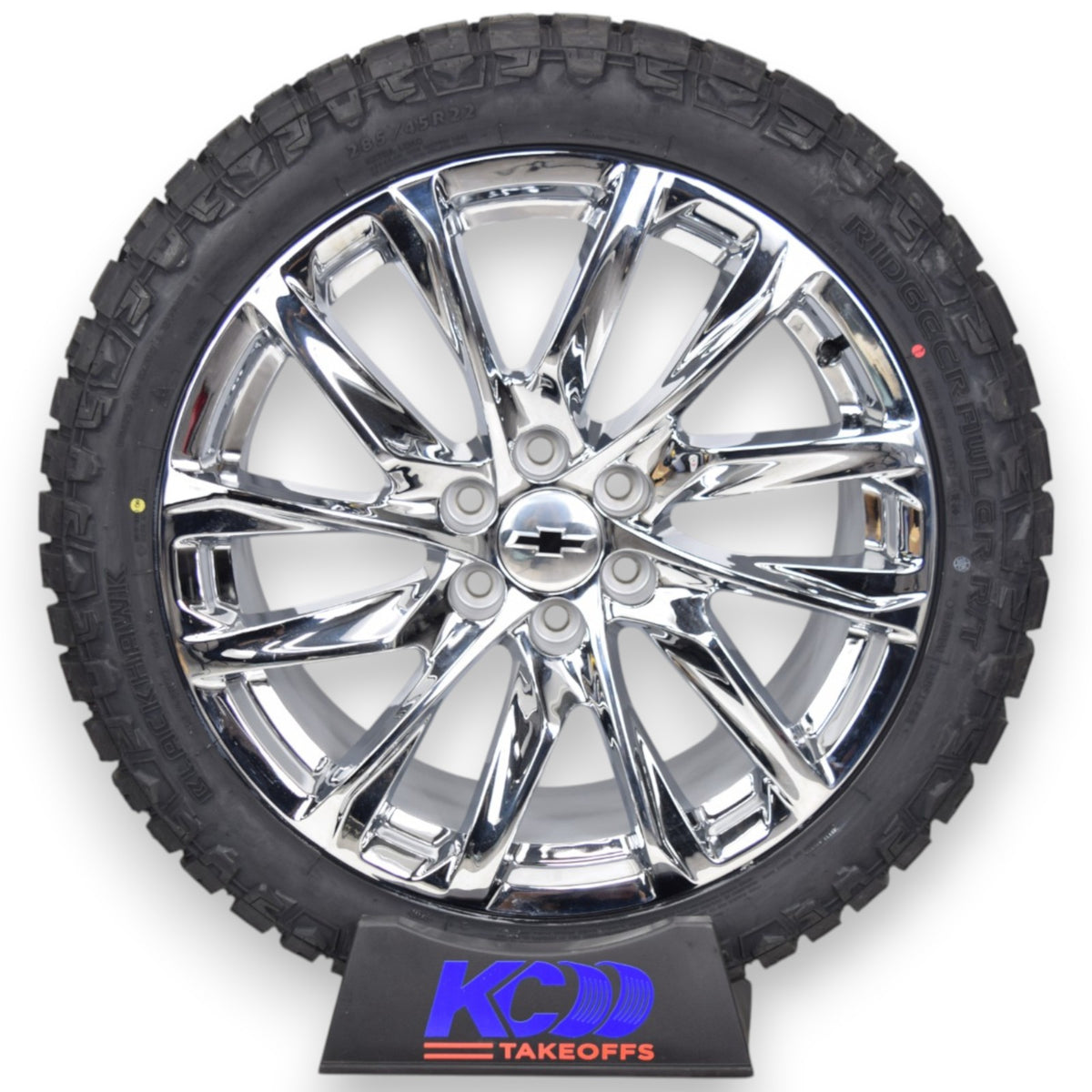 22" Chevy Silverado Tahoe Onyx Chrome OEM Wheels Rims Tires Ridge Crawler R/T