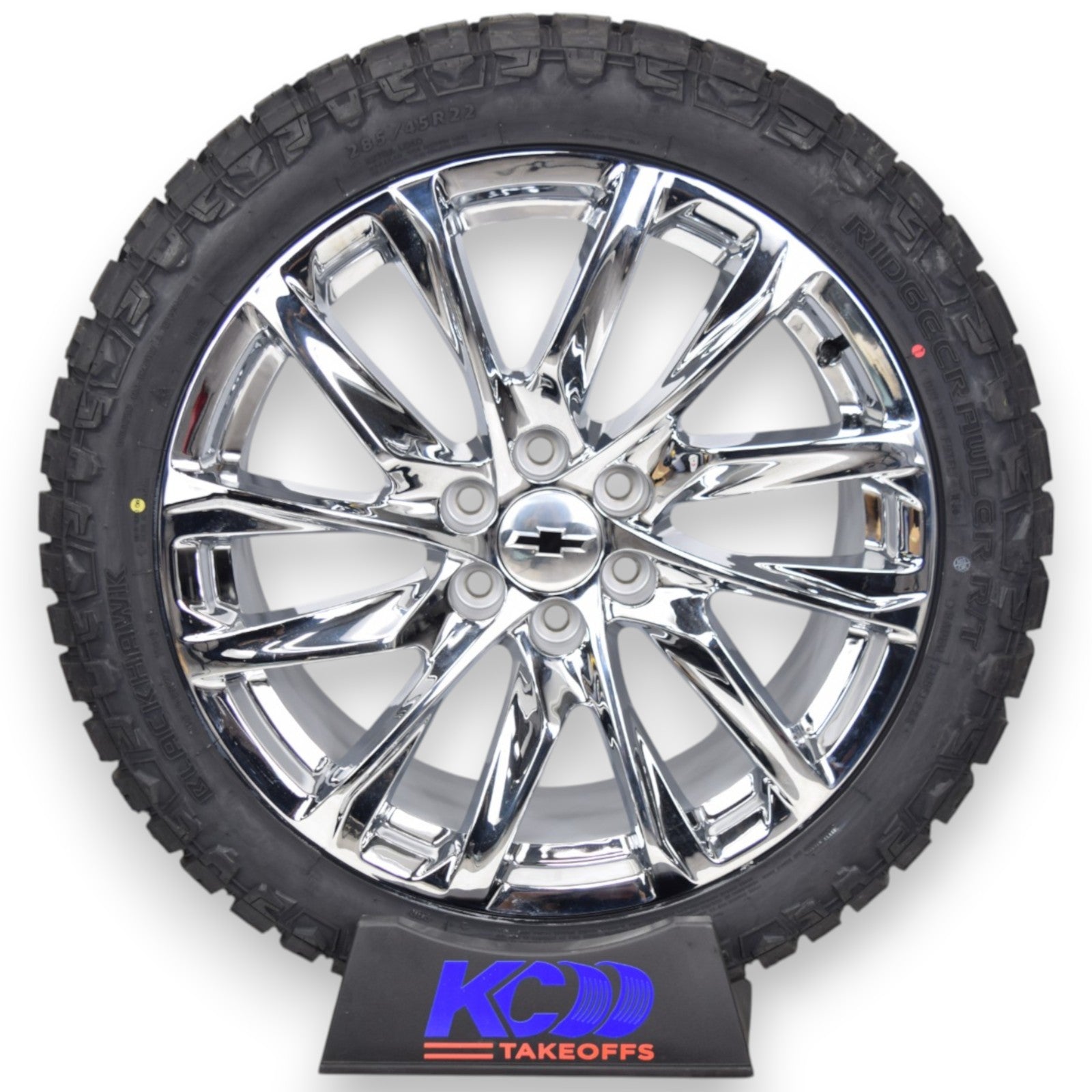22" Chevy Silverado Tahoe Onyx Chrome OEM Wheels Rims Tires Ridge Crawler R/T
